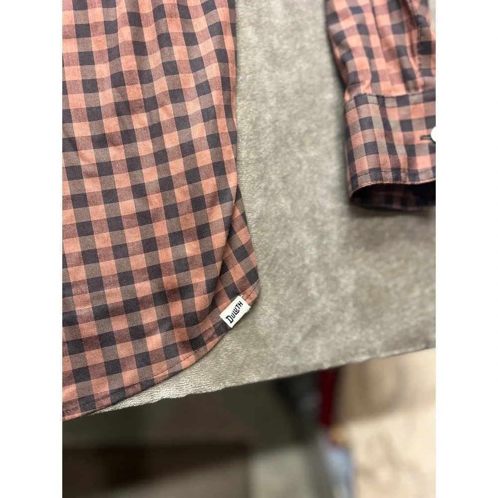Duluth‎ Trading Co Mens Long Sleeve Gingham Plaid Button Up Shirt Size L